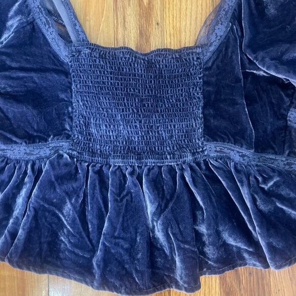 Free People Women Velvet Top L Coquette Whimsigoth Cottagecore Lace Fairy Grunge - Picture 5 of 8